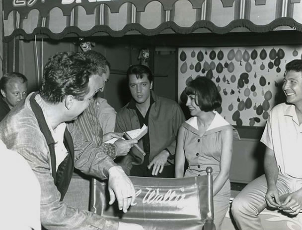Elsa Cárdenas and Elvis Presley | Visting Elvis on the set of Roustabout 1964.